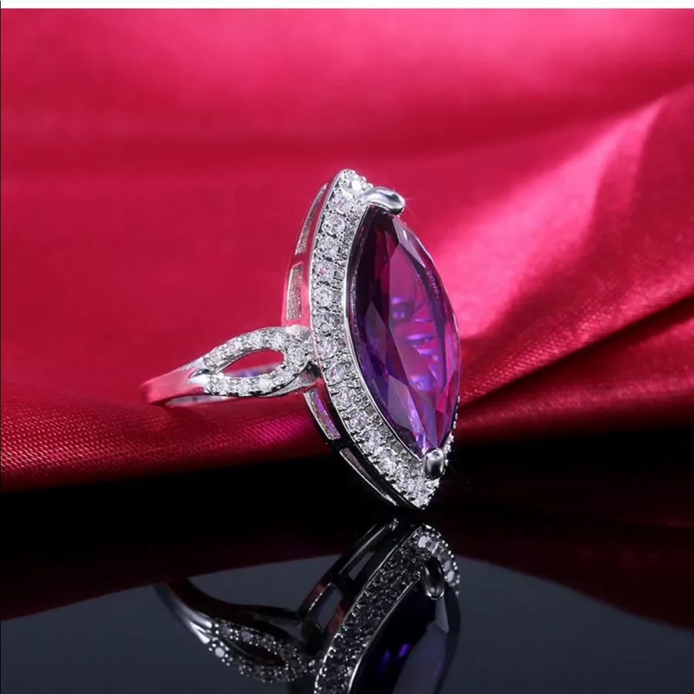 NEW* Amethyst 925 Purple cut ring - Picture 3 of 4
